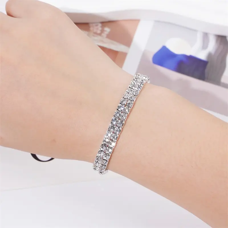 Luxury Rhinestone Elastic Bracelet for Women – Retro Disco Full Diamond Stretch Party Jewelry